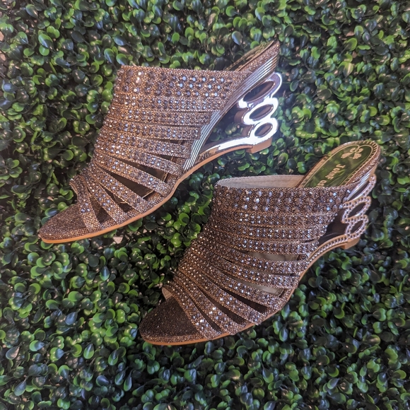 Gold JohnFashion Rhinestone Evening Slide - Picture 2 of 9